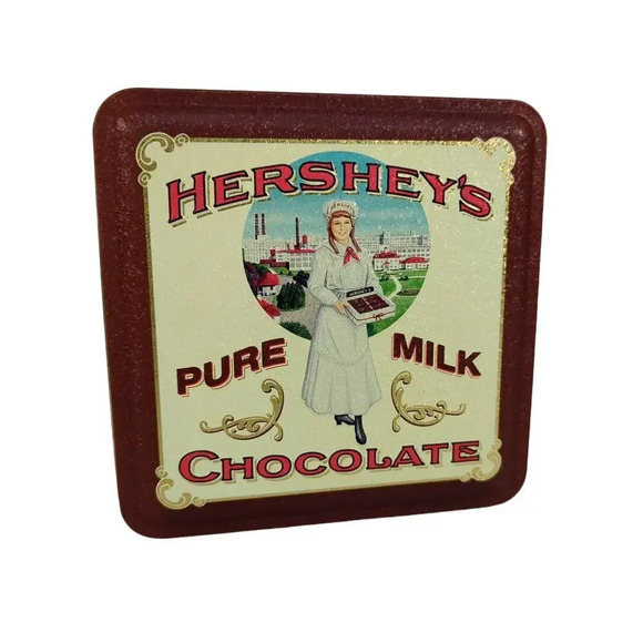 Vintage Hershey's Pure Milk Chocolate Tin Box Canister - Picture 1 of 7